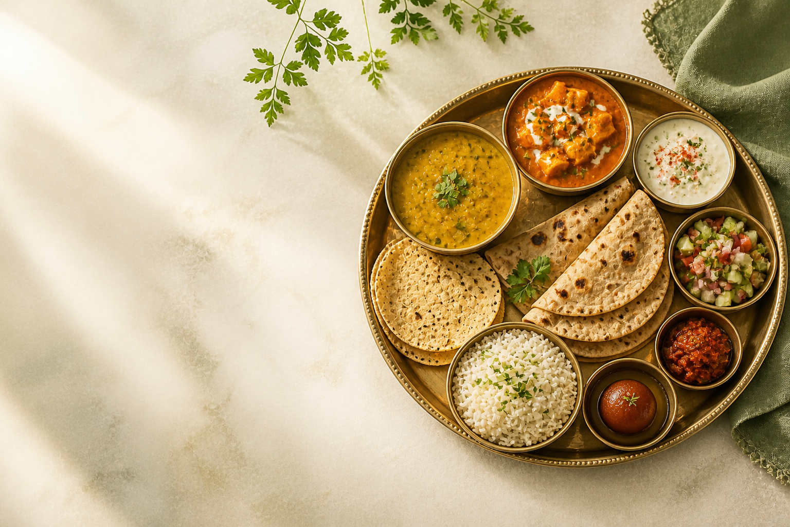 A complete Indian family thali